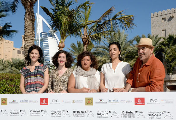 Cherien with four other Palestinian directors who presented films at this year's Dubai International Film Festival: (L-R) Jinan Coulter, Mais Darwazeh, Areen Omari, Rashid Masharawi.