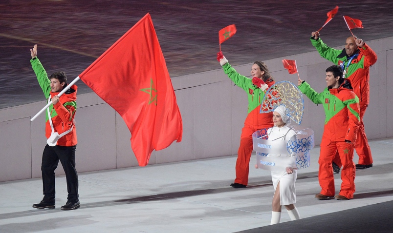 The Moroccan delegation at the Opening Ceremony of the Winter Olympics in Sochi, Russia.