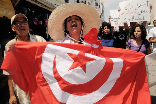 Protestor in Tunisia