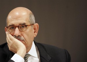 IAEA Director General El Baradei listens to a speech at the International Conference on Preventing Nuclear Catastrophe in Luxembourg