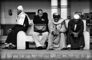 Egyptian men waiting a train station in Tanta (Muhamad Jamal Via)