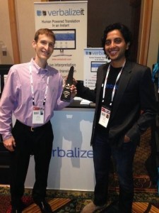 Ryan and Kunal at Travel Summit. VerbalizeIt won Best Startup (Via)
