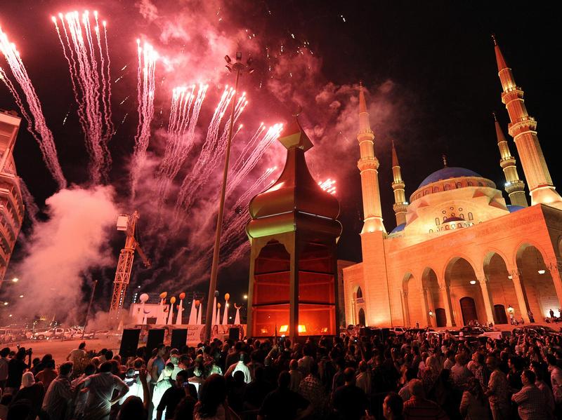 Fireworks in celebration of Eid in Beirut, Lebanon