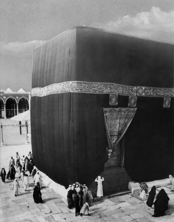 The 1910 kiswa covering the Kaaba in Mecca, Ottoman Empire.