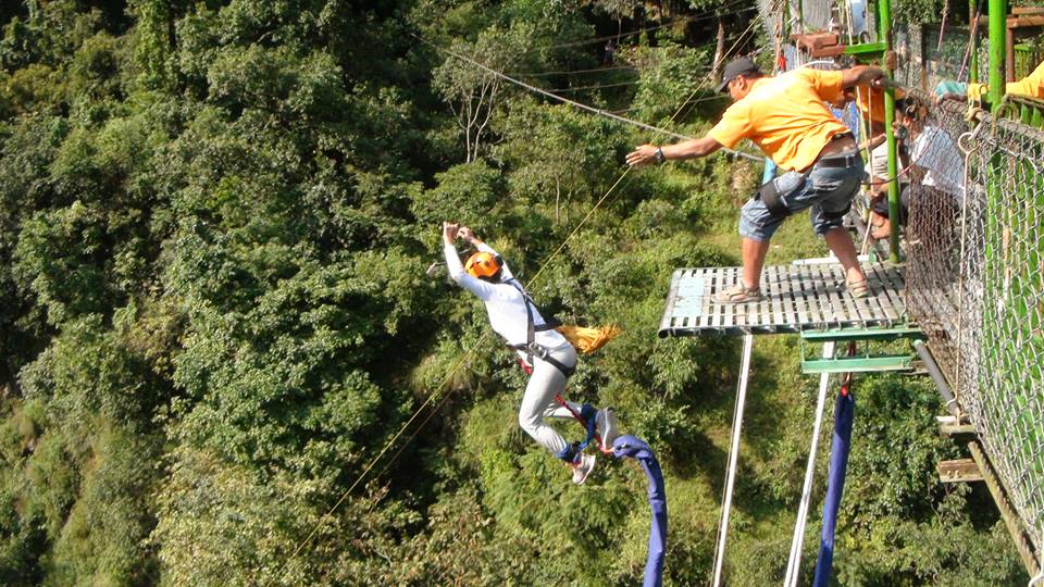 Bungee jumping with Gazef at The Last Resort in Nepal (Image courtesy of Tasnim Sayed)