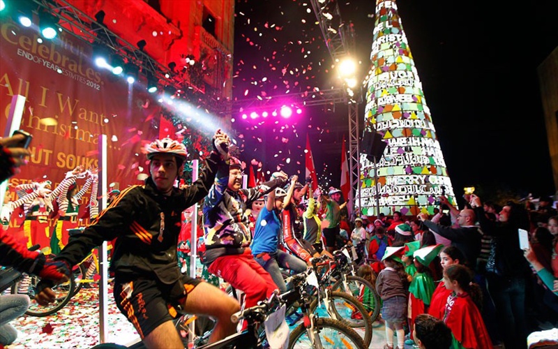 Christmas-2012-Christmas-tree-lit-up-by-cyclist-power-Beirut-Lebanon