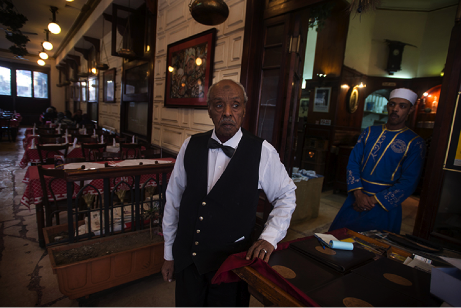 Mohamed Hussein Sadek, known as "Felfel", is 84-years-old this year and has been working at Cafe Riche since 1943