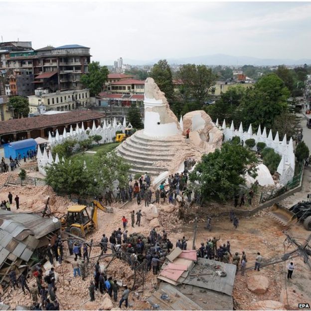 Dharahara Tower in Kathmandu, Nepal after the "Great Quake" of April, 25, 2015
