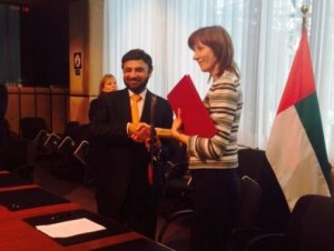 The Shengen visa waiver was signed in Brussels by UAE ambassador to the EU, Sulaiman Al Mazroui, and Ilze Juhansone, Ambassador, Permanent Representative of the Republic of Latvia and chairman of the Permanent Representatives Committee at the EU. (Manal Alafrangi)