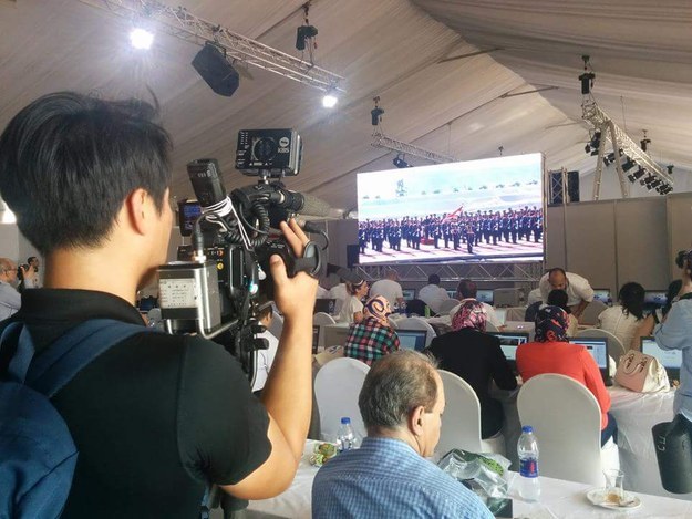 The media room at the opening ceremony of the New Suez Canal in Ismailiya (Buzzfeed)
