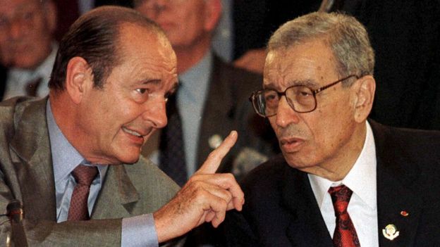 Boutros Boutros-Ghali with French President Jacques Chirac in 1997