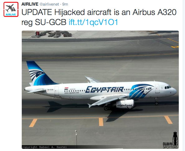 UPDATED: EgyptAir Domestic Flight From Alex To Cairo Hijacked And Landed In Cyprus