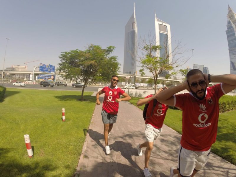 Huawei competition winners celebrate on the day of the Al Ahly Vs. AS Roma friendly match in Al Ain, UAE on May 20, 2016.