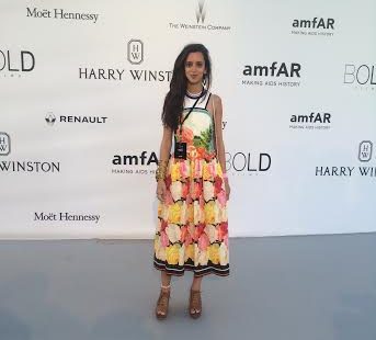 Wearing Mary Katrantzou at the amfAR