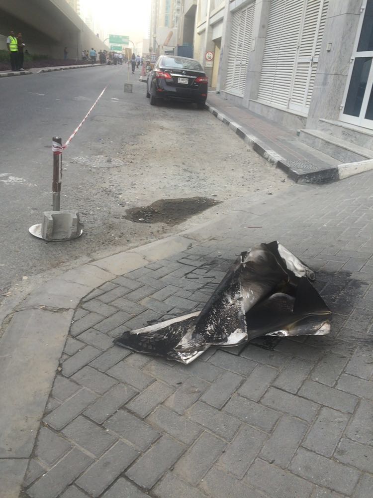 Debris that fell from the tower