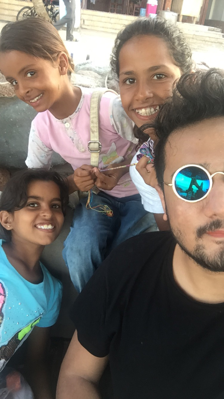 Wa'ad, Zeinab, Hoda and I taking selfie at Nirvana while they braid my hair