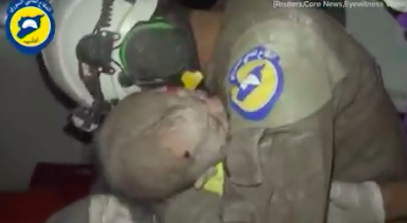 White Helmets Volunteer Falls Apart After Rescuing a Month Old Baby in Syria