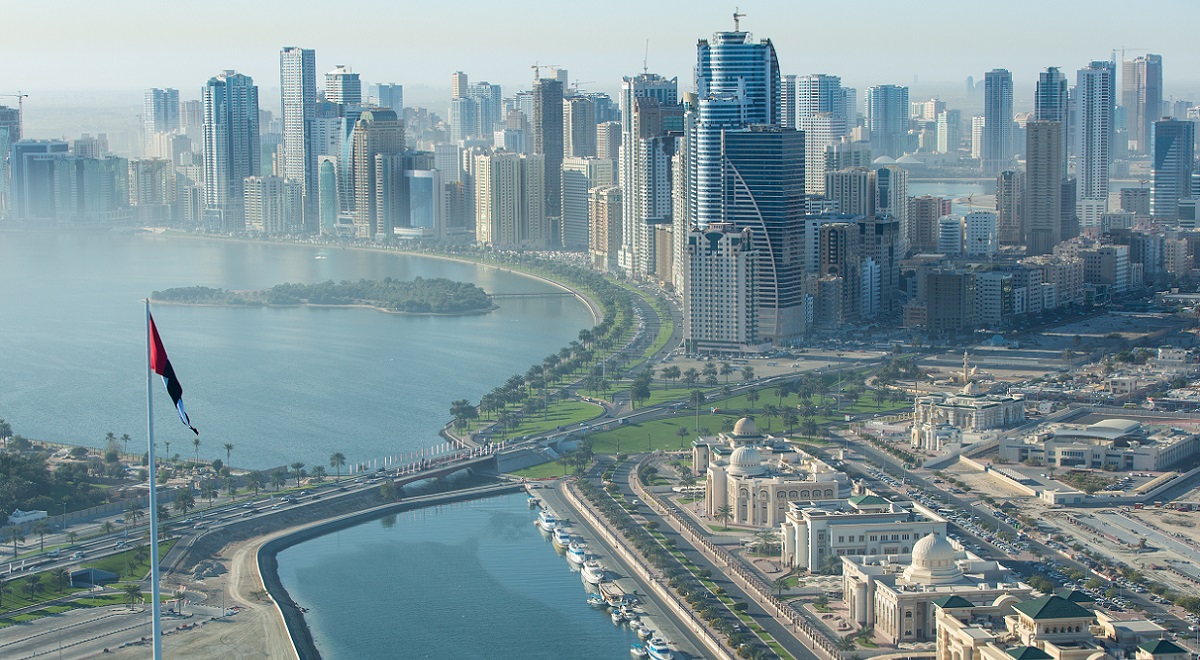 Flag Island in Sharjah Emirate. Shurooq development.