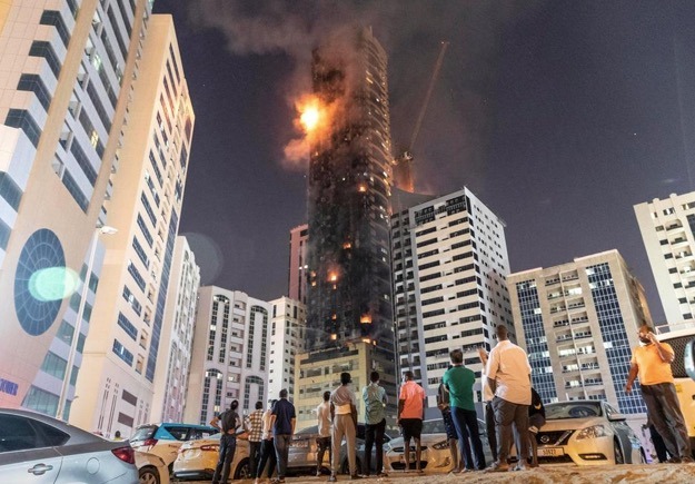 Sharjah’s Skyscraper Ablaze With Flames Last Night and at Least Seven Injured
