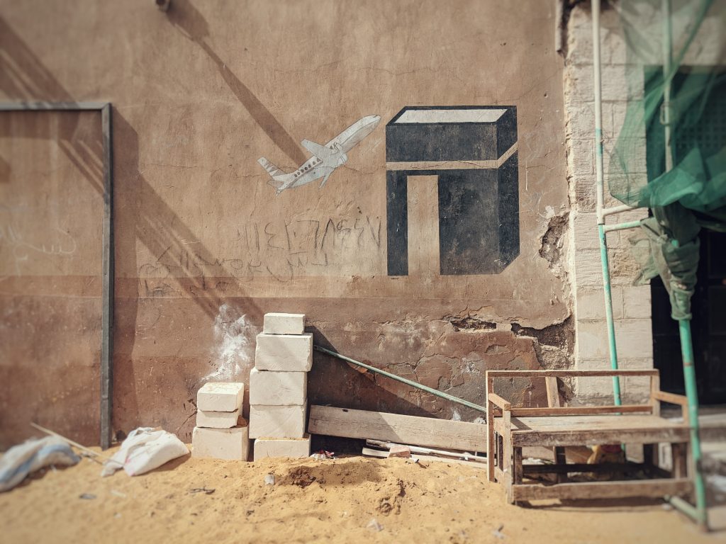 Hand-painted hajj mural in Cairo. Hajj house painting.