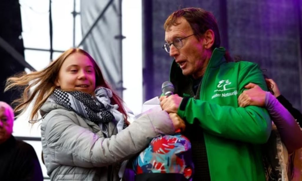 Donning A Keffiyeh, Greta Thunberg Gets Her Mic Snatched During Climate Protest